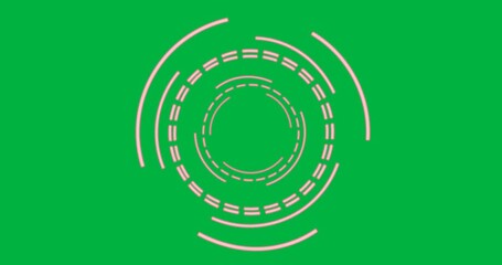 Wall Mural - Animation of pink circular digital interface spinning over transparent background