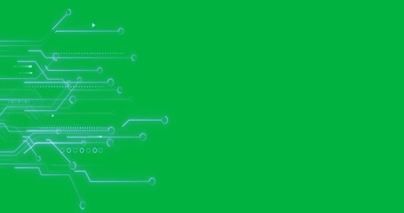 Wall Mural - Animation of blue computer circuit elements on transparent background