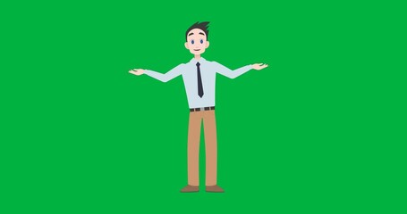 Wall Mural - animation of caucasian businessman talking and gesturing on transparent background