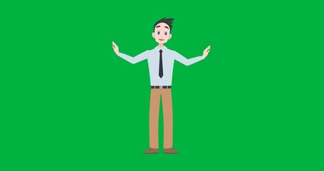 Wall Mural - Animation of caucasian businessman talking and pointing on transparent background