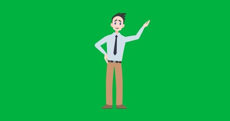 Wall Mural - Animation of caucasian businessman talking and gesturing on transparent background