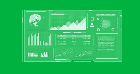 Wall Mural - Animation of statistics and financial data processing on screen over transparent background