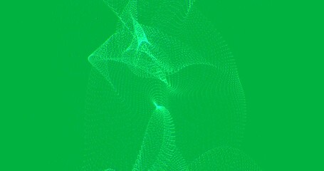 Wall Mural - Animation of glowing white digital mesh waving on transparent background