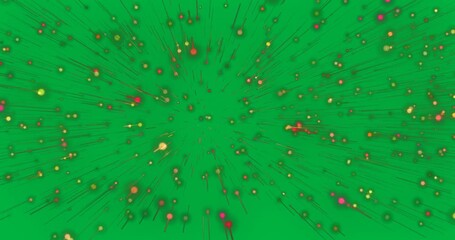 Wall Mural - Animation of green, yellow and red light trails moving on transparent background