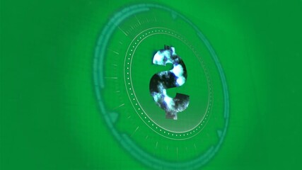 Wall Mural - Animation of dollar rotating in processing circle over clear background