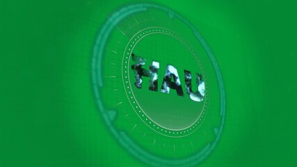 Wall Mural - Animation of ukrainian hryvnia rotating in processing circle over clear background