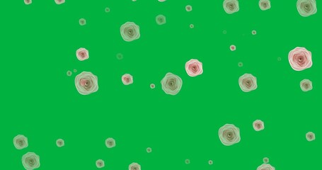 Wall Mural - Digital animation of pink roses icons falling against copy space on transparent background