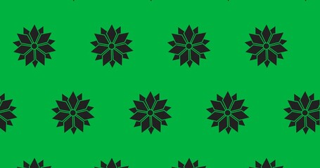 Wall Mural - Decorative black flower icons moving in seamless pattern against transparent background
