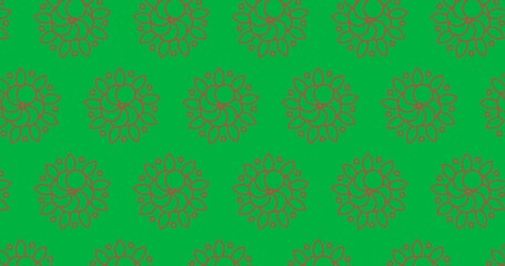 Wall Mural - Decorative red flower icons moving in seamless pattern against transparent background