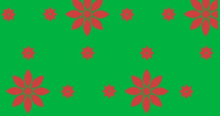 Wall Mural - Decorative red flower icons moving in seamless pattern against transparent background
