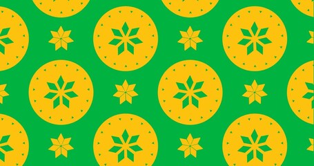Wall Mural - Decorative yellow flower icons moving in seamless pattern against transparent background