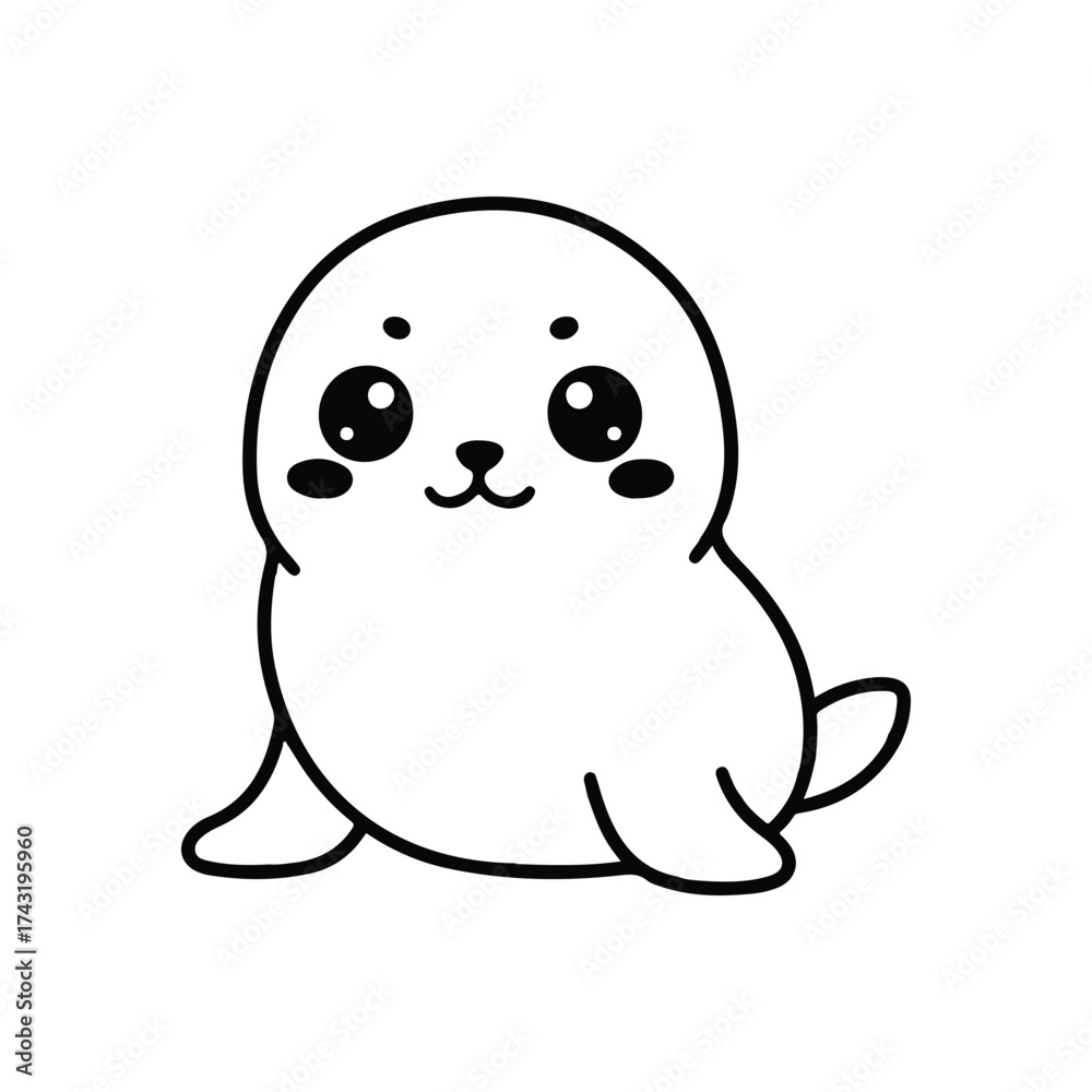 Seal Coloring Page for Kids Seal Coloring Page for Kids Stock Vector ...