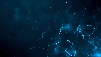 Abstract network connections in dark blue space.