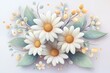 © BabyEyes - Delicate arrangement of white daisies and soft green leaves, enhanced by subtle gold accents, creating a serene and elegant floral design.