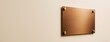 © Pixels Hunter - Metallic bronze business nameplate mockup mounted on light beige wall with empty copy space for design or branding concept poster or banner use.