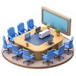© MdIsrafil - 3d modern conference room setup with oval table and chairs