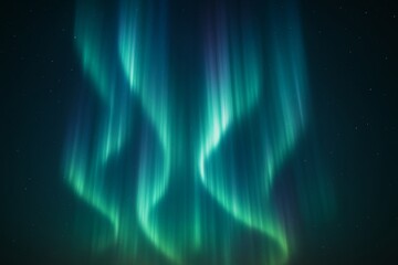 Wall Mural - Abstract glowing aurora lights in green and blue tones swirling across the night sky with stars on a dark cosmic background. Ai generative. Ai generative