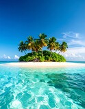 Tropical Island Oasis with Palm Trees and Turquoise Waters