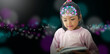 © OleCNX - Smart child reading book with glowing brain and colorful abstract background, symbolizing knowledge, learning, imagination, and cognitive development in education concept.