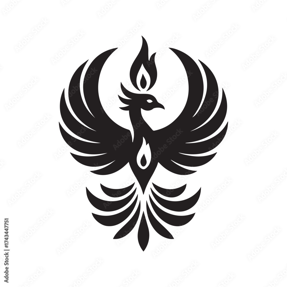 Vector art of phoenix bird with flames, a symbol of rebirth, renewal ...