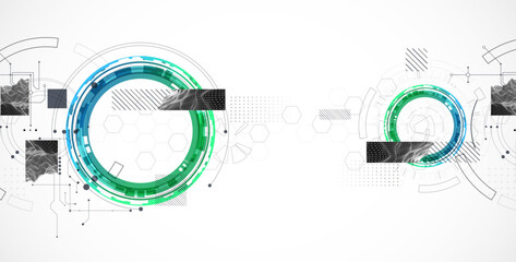 Wall Mural - Abstract background. Scientific and technological concept with the use of technical elements formed in the shape of a circle. Vector