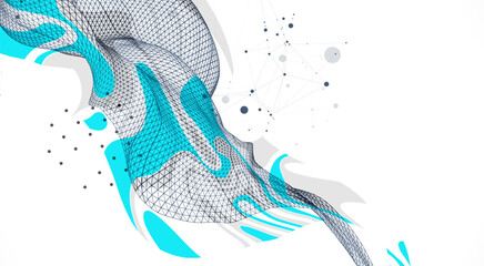 Wall Mural - The abstract wave is made in a frame style. Template for science and technology presentation. Vector art.