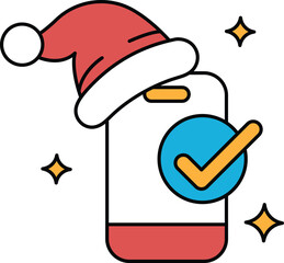 Canvas Print - A phone with a Santa hat on it