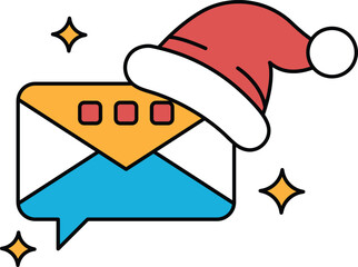 Wall Mural - A black and white image of a hat on top of an envelope with a smiley face