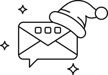 Wall Mural - A black and white image of a hat on top of an envelope with a message inside