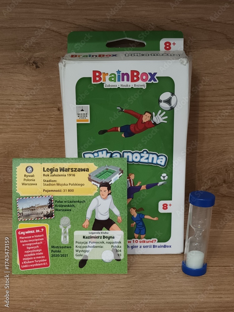 BrainBox football themed educational game with packaging, question card ...