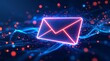© CuteBee - Email marketing concept neon glowing envelope digital communication newsletter subscription promotion strategy