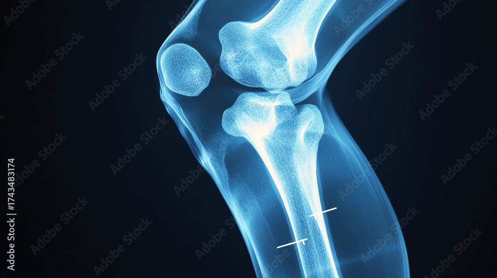 X-ray image of a human knee joint structure. Stock Photo | Adobe Stock