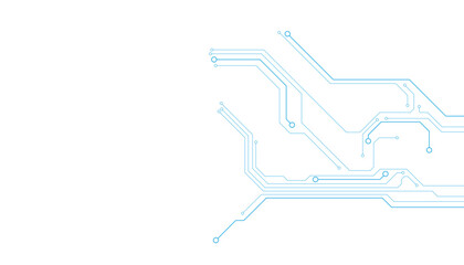 Technology blue circuit diagram on white background. High-tech circuit board connection system.Vector abstract technology on white background.
