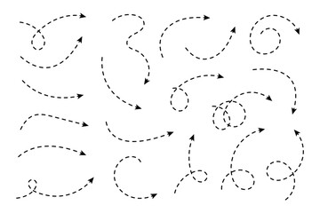 Wall Mural - Collection of Dashed Curved Arrows for Diagram, Flow, and Directional Design