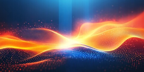 Wall Mural - Vibrant and Colorful Visualization of Flowing Data with Dynamic Light Waves and Energy Patterns