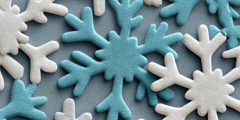 Wall Mural - Elegant Snowflakes Pattern Wallpaper for Holiday Decor in Light Blue and White Minimalist Design