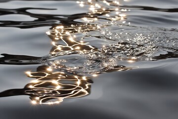 Wall Mural - Liquid Sunlight Dance Mesmerizing Waves of Light Creating Sparkling Patterns on Dark Water Surface