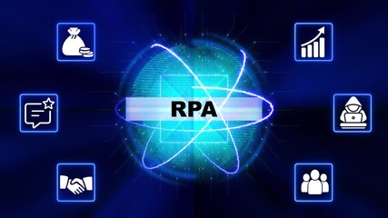Robotic Process Automation R P A Technology Digital Transformation Automation Icons Business Process Optimization Digital Network Futuristic Technology Abstract Background