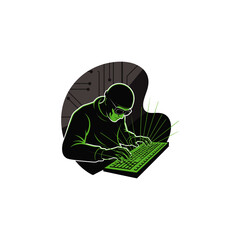 Hacker icon flat vector design.