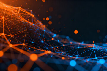 Abstract network of glowing nodes and lines