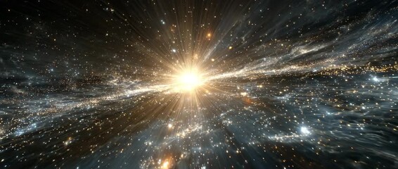 Wall Mural - Exploding star in deep space galaxy background
