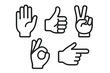 © icon_art - Outline icons set featuring common human hand gestures including stop, approval, peace, and okay signs