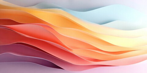 Canvas Print - Abstract Gradient Waves A Textured Symphony of Paper in Peach, Purple, Orange, and Light Blue Tones