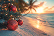 © Tetiana - Beautiful christmas decorations and tropical beach view ai generative