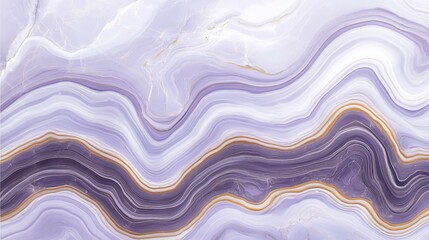 Canvas Print - Elegant Lavender Marble Texture with Swirls and Gold Accents, Abstract Motion Background Design Art