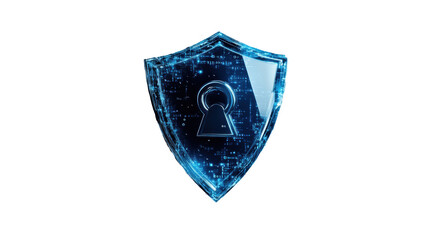 Futuristic Digital Lock with Shield Design  on transparent background