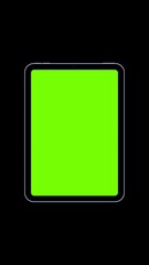 Wall Mural - animated mini tablet with green screen mockup smoothly zooming on black background. perfect for app 