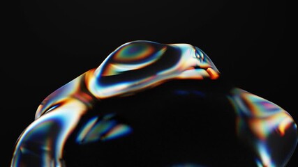 Abstract glass 3d morphing sphere shape on a black background. Seamless looping video. 4k abstract motion graphics dynamic futuristic design