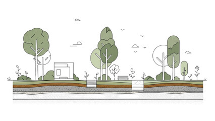 Wall Mural - Top View Green Trees Vector Set – Botanical Elements for Outdoor Plan, Map, and Architecture Drawing