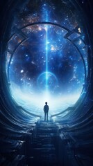 Wall Mural - Space portal galaxy wallpaper light night photo.